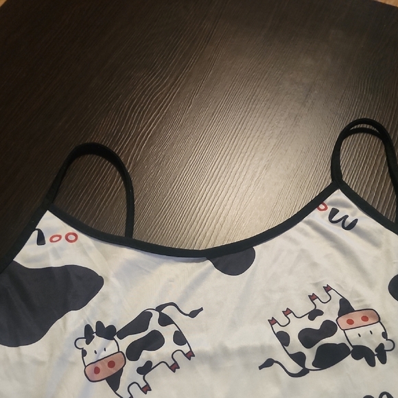 SHEIN Cow Print Pajama Dress - Black and White - Picture 2 of 4